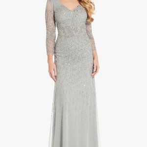 Adrianna Papell Sage Silver beaded gown .New with tags Pet / smoke free home